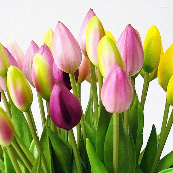 Flores decorativas real toque macio silicone artificial tulipa para casa decoração de casamento falso flores jardim