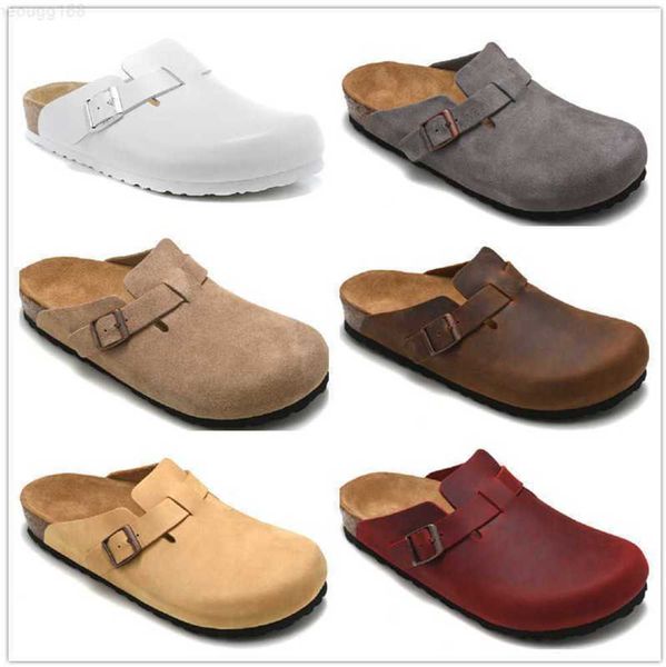 Designer Boston verão cortiça chinelos planos Design de moda chinelos de couro Sandálias de praia favoritas Sapatos casuais Tamancos Design de corrida 999ess