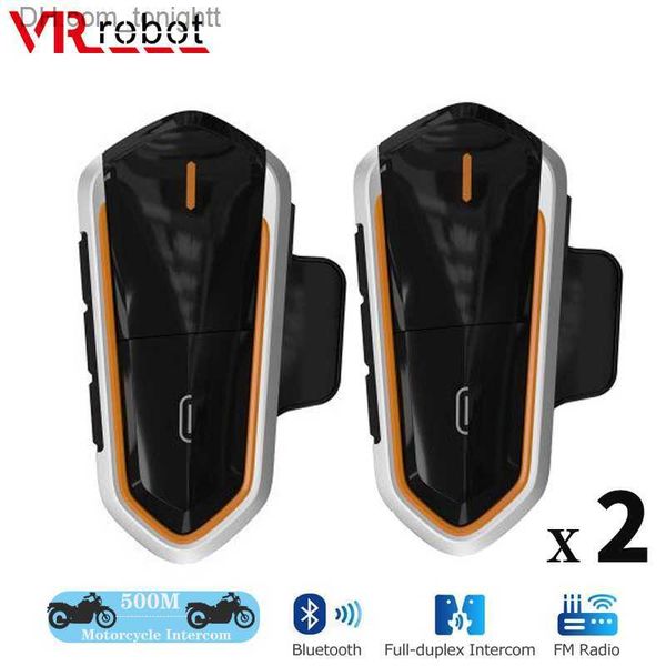 VR robot 2PCS Interfono per moto Bluetooth Stereo Moto Interfono per casco Auricolare vivavoce Interfono Wilress intercomunicador Q230830