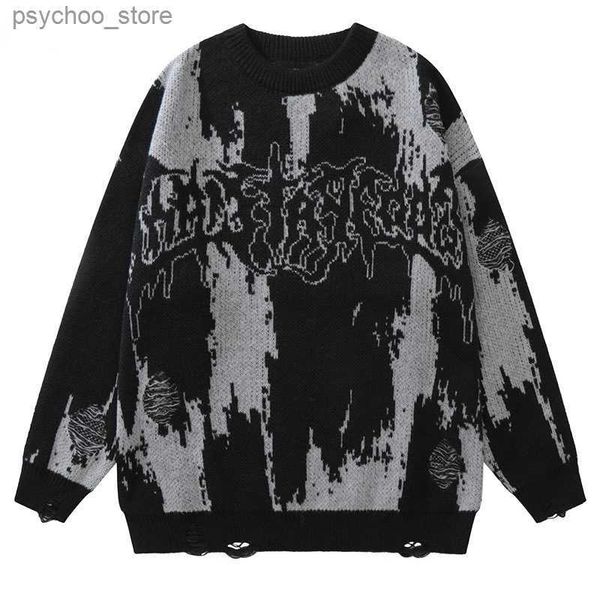 Y2K Vintage Tnit Punk Gothic Streetwear Свитер мужчины женщины 2022 Новая тенденция Harajuku Fashion Bidere Pulver Men Men Men Одежда Q230830