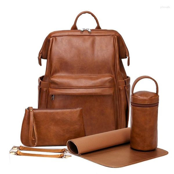 Borse da scuola 2023 Borsa per mamma in pelle PU naturale in pelle di vitello Tendenza alla moda Zaino da donna leggero impermeabile per madre e bambino