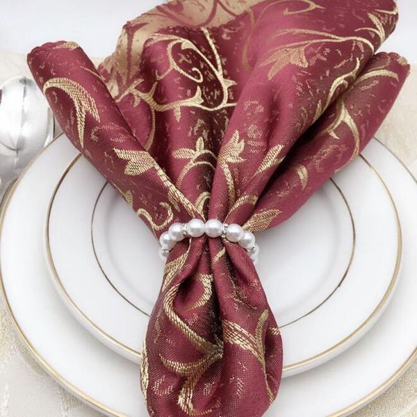 Anéis de guardanapo de pérolas brancas fivela de guardanapo de casamento para decorações de mesa de festa de recepção de casamento