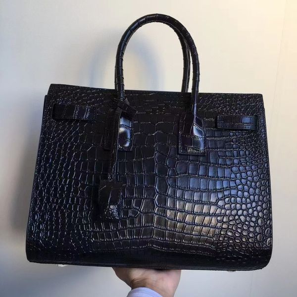 2023 novo high-end acordeão saco maleta bolsa primeira camada importado couro em relevo padrão de crocodilo couro genuíno original masculino e feminino mão moda