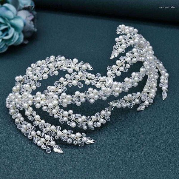 Fermagli per capelli Colore argento Tiara da sposa Fascia per capelli Strass Copricapo da donna Accessori da sposa Copricapo da spettacolo per sposa