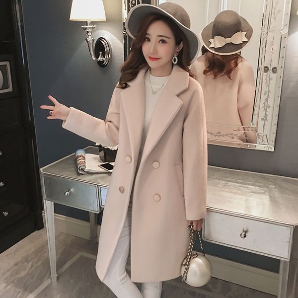 Женская шерстяная смеси роскошной элегантный зимний пальто длинное шерстяное пальто кардиган