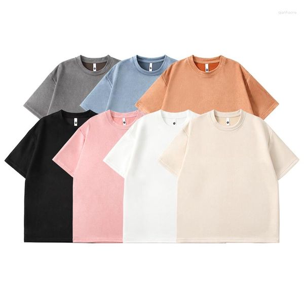 Homens camisetas Verão cor sólida vintage t-shirt homens oversize baggy tees moda coreano streetwear manga curta tops roupas masculinas plus
