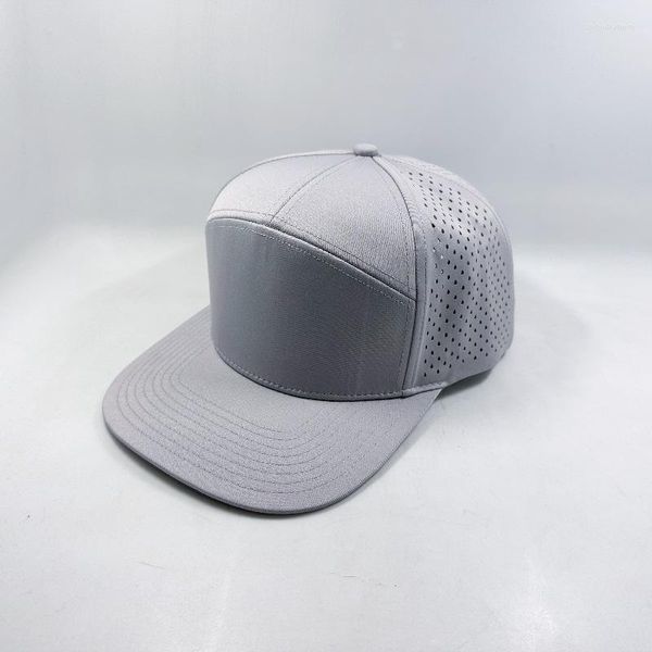 Ballkappen-Stil, 7 Panel, laserperforierte Netzkappe, wasserdicht, schnell trocknend, flache Krempe, Snapback-Baseballmütze