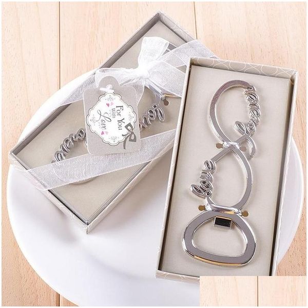 Autres fournitures de fête festive 100pcs / lot Est Love Chrome Bouteille de bière Ouvre-bouteilles de mariage et cadeaux pour les invités Fournisseur Bridal Sho Otlq3