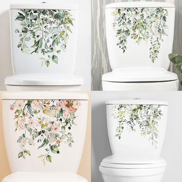 Adesivi murali Pianta verde Foglie Fiore Adesivo per bagno Toilette Decor Soggiorno Decorazione domestica Murale Abbellisci decalcomanie autoadesive 230829