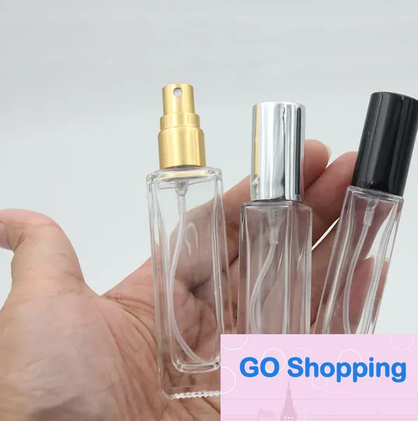 10 ml 20 ml Behälter mit Zerstäuber, Gold-Silber-Kappe, Duftflaschen im Großhandel, transparente, tragbare Parfüm-Sprühflasche aus Glas, leere Kosmetik