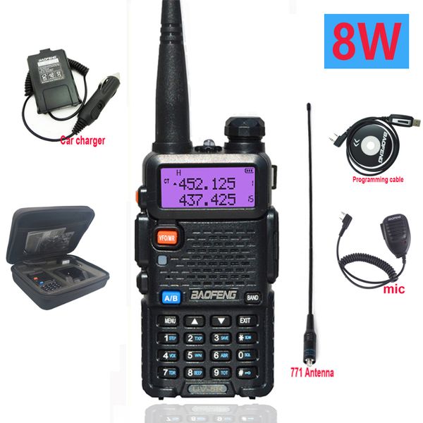 Walkie Talkie Baofeng UV 5R True 8W Tragbares Amateurfunk-CB-Radio Dualband VHF UHF FM Transceiver Zwei-Wege-Jagdradios UV82 UV9R Plus 230830