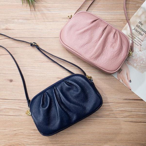 Bolsas de noite de couro genuíno de um ombro bolsa feminina moda crossbody designer pequena bolsa fone de ouvido chave batom telefone bolsa mensageiro