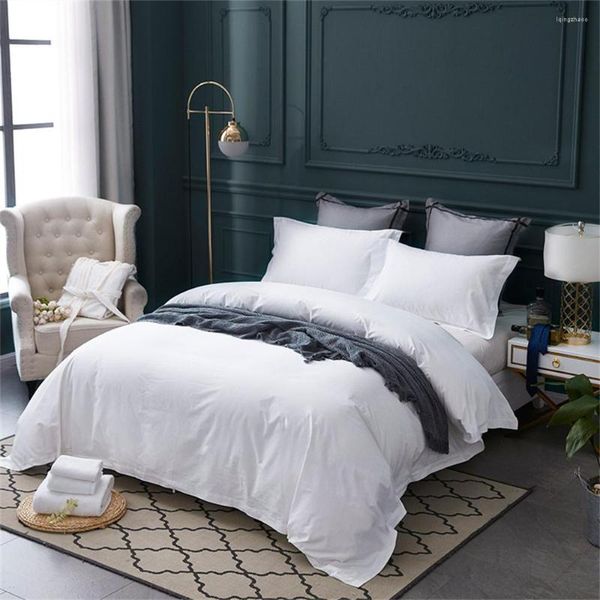 Bettwäsche-Sets, Leinen, reine Baumwolle, einfarbig, bequeme Bettwäsche, Bettbezüge, Haushalt, vierteilige Gastfamilien