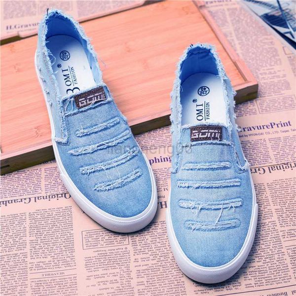 Sapatos de vestido Primavera Verão Sapatos de Lona Homens Moda Denim Sapatos Slip-on Mens Sapatos Casuais Venda Quente Ins Cool Shoes Masculino Mocassins L0830