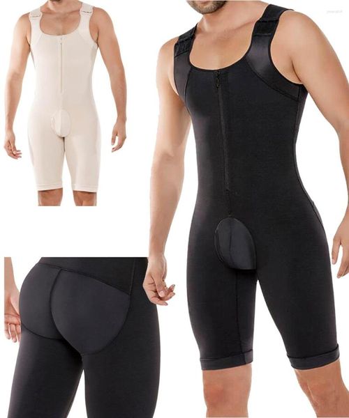 Modeladores de corpo masculinos homens shaper emagrecimento bodysuits completo espartilho mais gancho ombro roupa interior