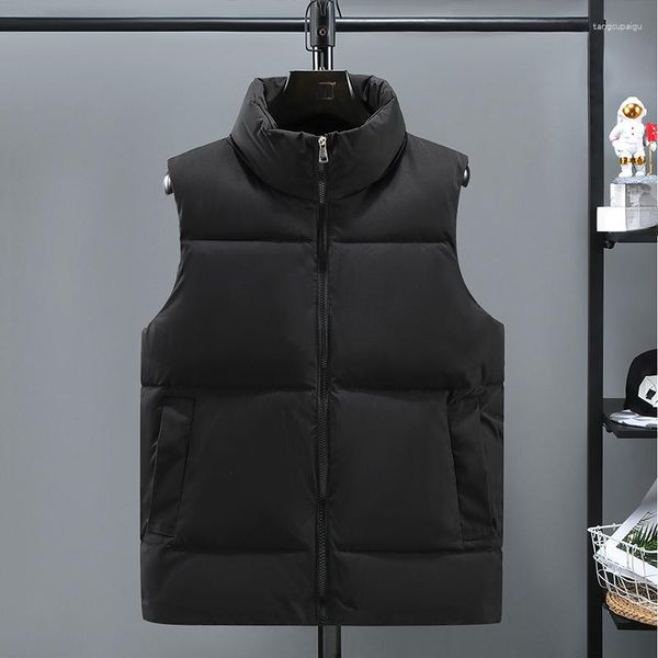 Gilet da uomo Moda Casual Gilet Senza Maniche Giacca da Uomo 2023 Autunno Caldo Cotone Cappotto di Spessore Maschile Inverno Tinta Unita Abbigliamento Gilet L111