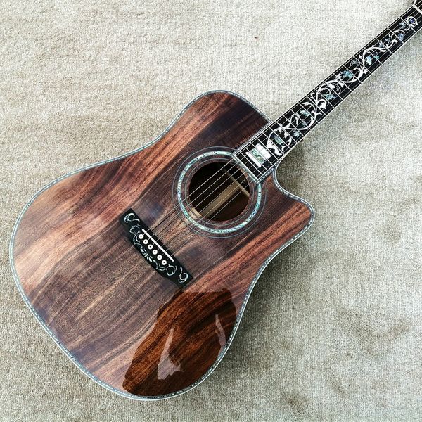 Cutaway 41 Zoll D Style All Koa Wood Akustikgitarre Abalone Tree of Life Inlays Ebenholzgriffbrett Guitarra