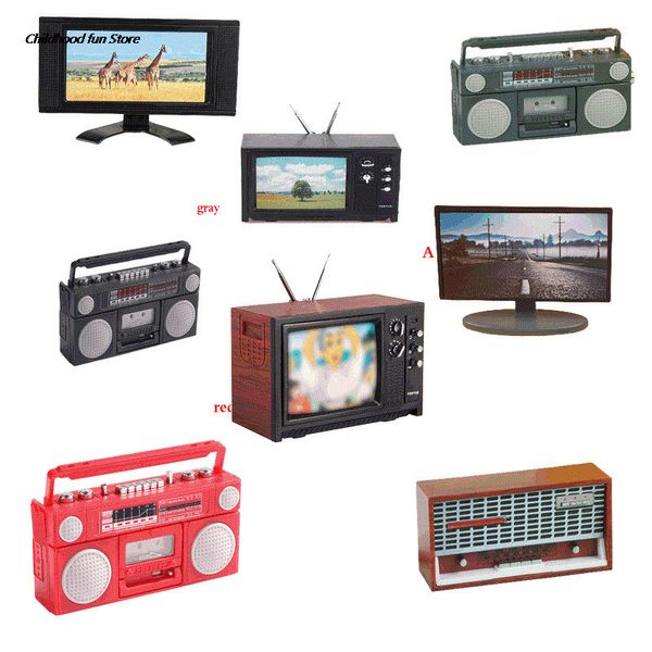 Accessori per casa delle bambole 1 Pz 1 12 Retro TV Simulazione remota Mobili in miniatura Casa delle bambole Decorazione del soggiorno Televisione 230830