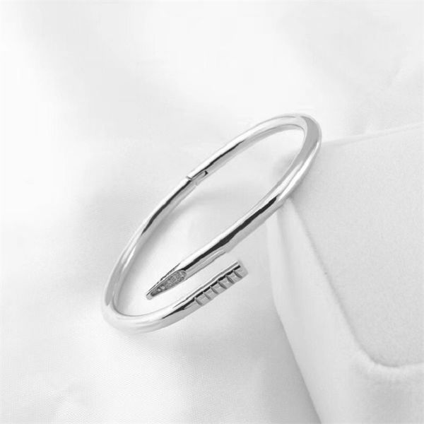 Moda Prego Pulseira Bangle Designer Mulheres Jóias Luxo Diamante Unissex Prateado Aço Inoxidável Ouro Cuff Aniversário De Casamento Mulheres Homens Casal Presente Atacado