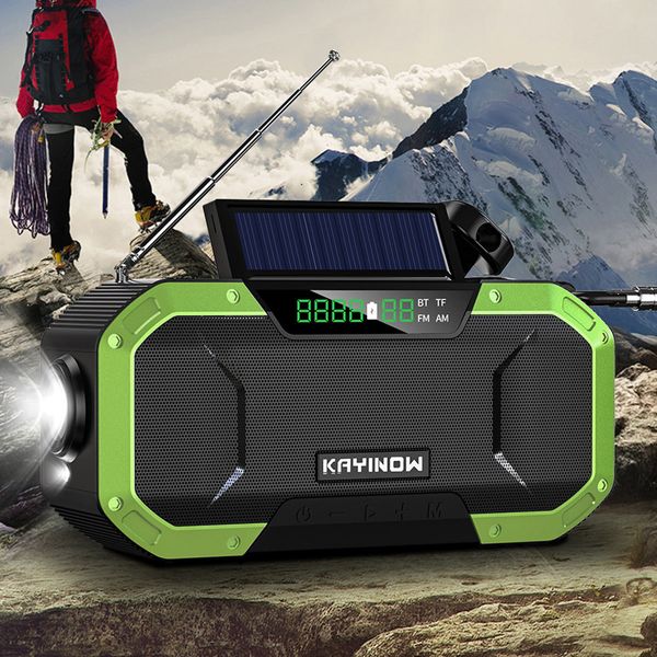 Rádio AMFM Emergência Solar Powered Manivela com Lanterna LED 5000mAh Power Bank Carregador de Telefone Bluetooth 50 Alto-falante 230830