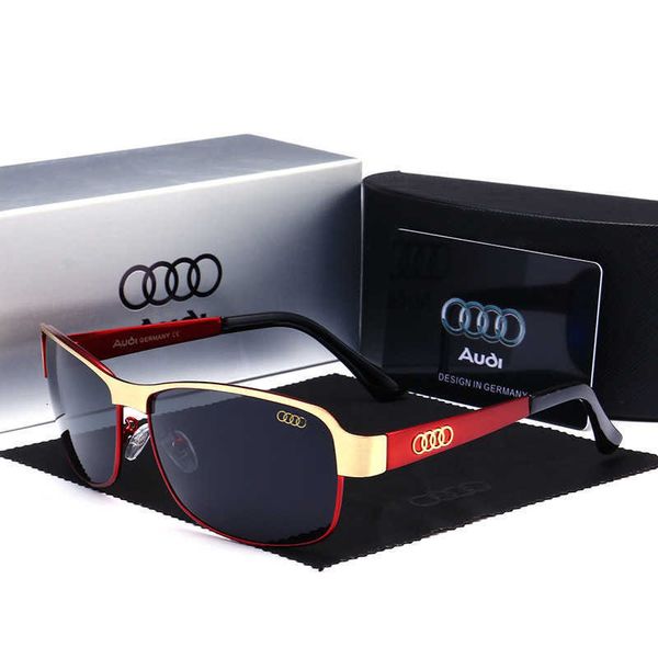 Modische Audi-Top-Sonnenbrille, Automarke, Herren-Sonnenbrille, polarisierte quadratische Brille, Rückspiegel 554, mit Logo und Box