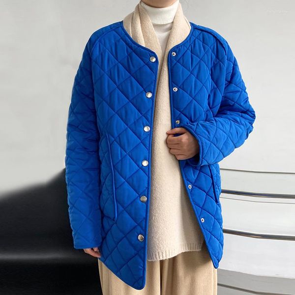 Parka imbottito in cotone spesso invernale da donna caldo piumino basic da donna blu capispalla di alta qualità manica lunga trapuntato casual cappotti femminili giacche