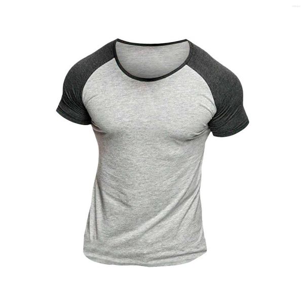 Herren-T-Shirts, langärmelig, Polyester, Patchwork, eng anliegend, Top, Vintage-Stil, für Herren, Spandex