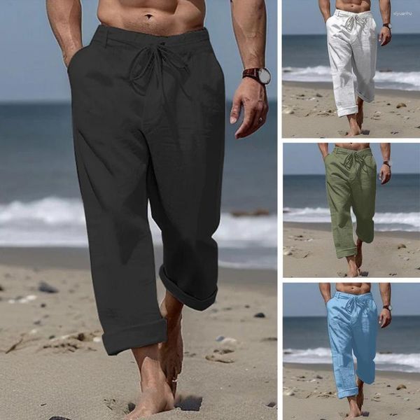 Pantaloni da uomo ha un design con coulisse in vita che puoi regolare Tessuto di cotone morbido e traspirante