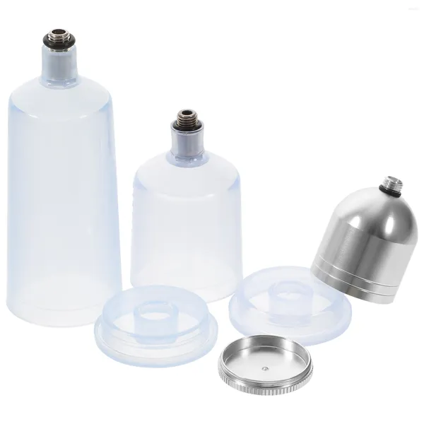 Geschirr-Sets, 3 Stück, Airbrush-Ersatztopf, Flaschenspender, transparenter Behälter, Glas, leerer Metallteil, Terrarium