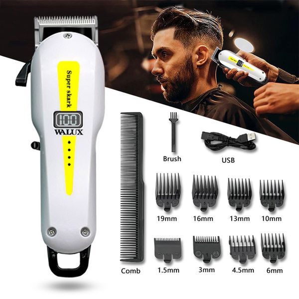Barbeadores elétricos Máquina de cortar cabelo profissional poderosa bateria de lítio USB recarregável Trimmer LCD Display Home Man Beard Shaver Máquina de corte 230829