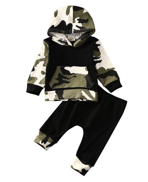 Kleidungssets Citgeett Kleinkind Baby Kinder Jungen Camo Schwarz Kapuzentasche Tops Hosen 2 Stücke Outfits Lässige Baumwolle Set Kleidung SS 230830