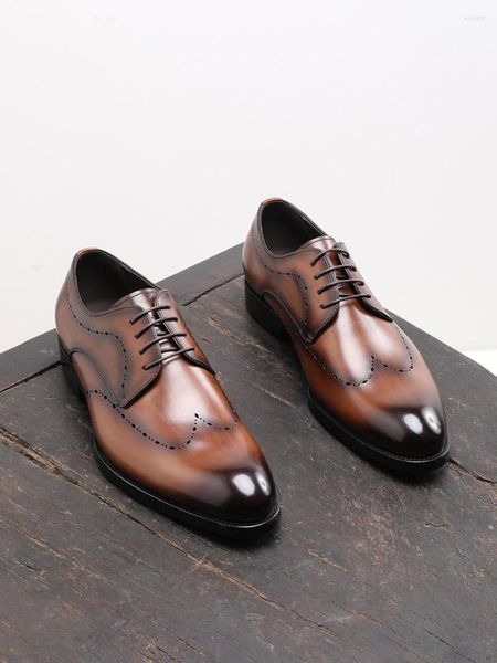 Sapatos de vestido masculino terno de negócios artesanal derby sapato noivo casamento