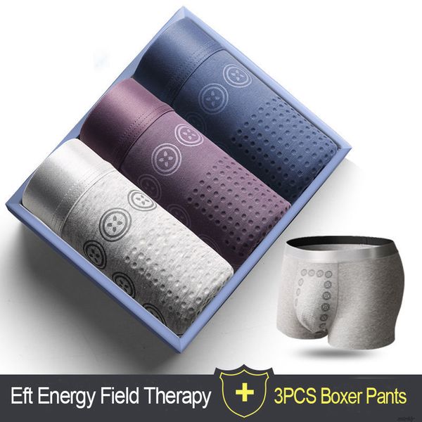 Недорубые банки EFT Energy Field Therapy Мужское нижнее белье 3PCSSET Boxer Pants Человек -трусы Magneticfit дышащий дно U Выпуклый Pant 230829