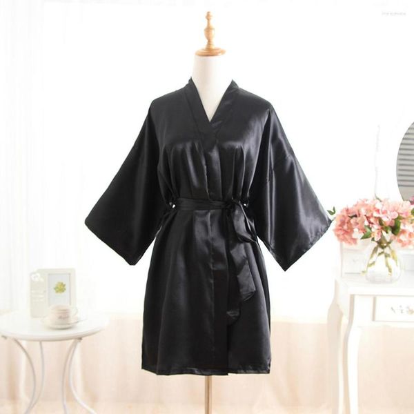 Vêtements de nuit pour hommes Casual Satin de soie Couleur unie Robes longues Wrap Robe de chambre Kimono Peignoir Chemise de nuit Pyjamas