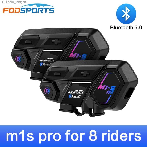 2pcs Fodsports M1-S Pro Motor Motosiklet Kask İntercom 8 Rider Kablosuz Bluetooth kulaklık Intersomunicador Moto InterpheB BT5.0 Q230830