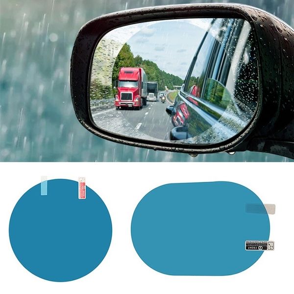 2 pçs adesivo de carro filme à prova de chuva espelho retrovisor à prova de chuva anti-nevoeiro adesivos de segurança automática condução acessórios do carro