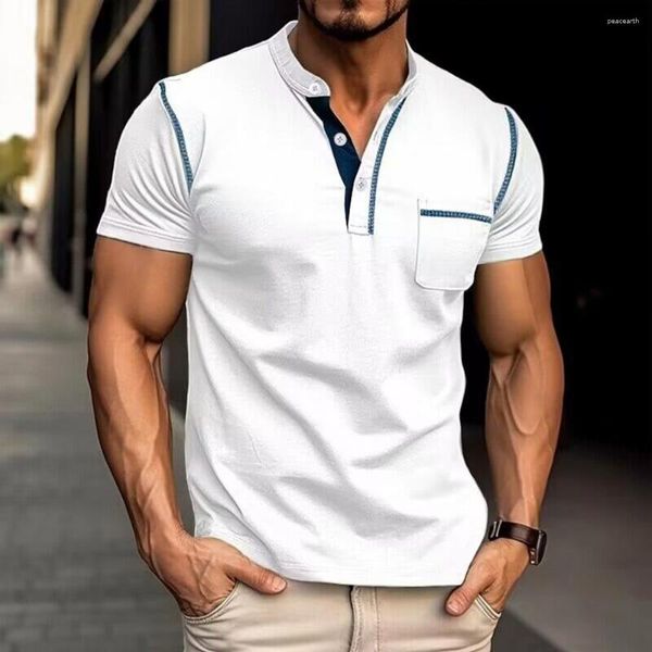 Homens camisetas 2023 verão top qualidade camisa homens cor sólida design v-pescoço t-shirt casual roupas clássicas tops tee