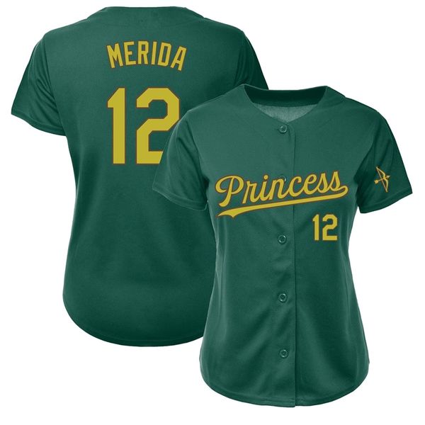 Maglia da baseball uomo donna giovanile personalizzata Merida Princess merida ricamata verde S - XXXL