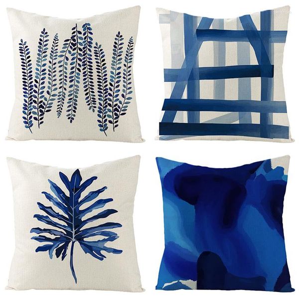 Kissen Boho Blue Geometrische Serie Leinenbezug Überwurfbezug Moderne minimalistische Heimdekoration Kissenbezug für Couch