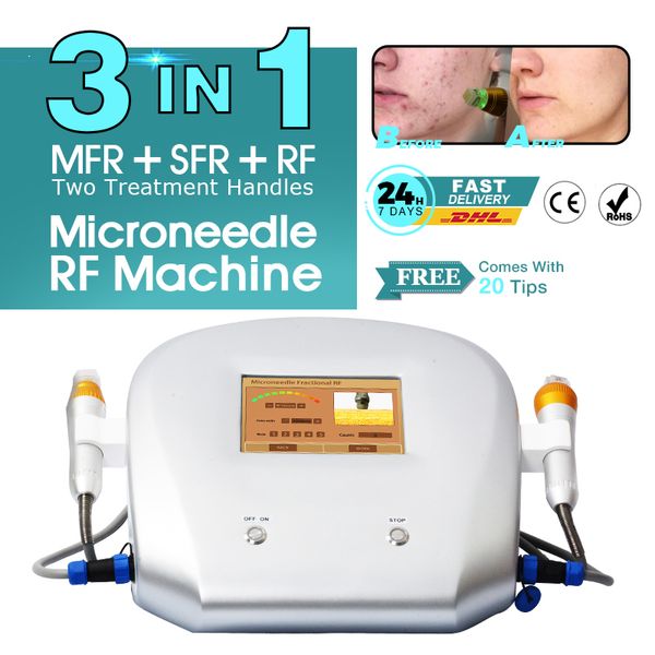 2023 Heißes 2-in-1-Mikronadelgerät RF-Mikronadel-Facelift-Akne-Behandlung Entfernen Sie alternde Haut Feine Linien Falten 25,49,81 Pins 20 Spitzen Fractional RF-Mikronadelmaschine