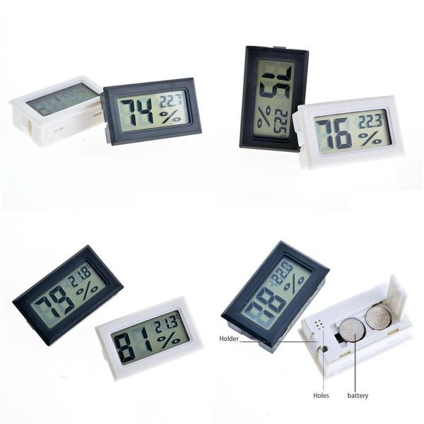 Termômetros domésticos Novo Preto / Branco Fy-11 Mini Digital LCD Ambiente Termômetro Higrômetro Medidor de temperatura de umidade no quarto Re Dhjqh