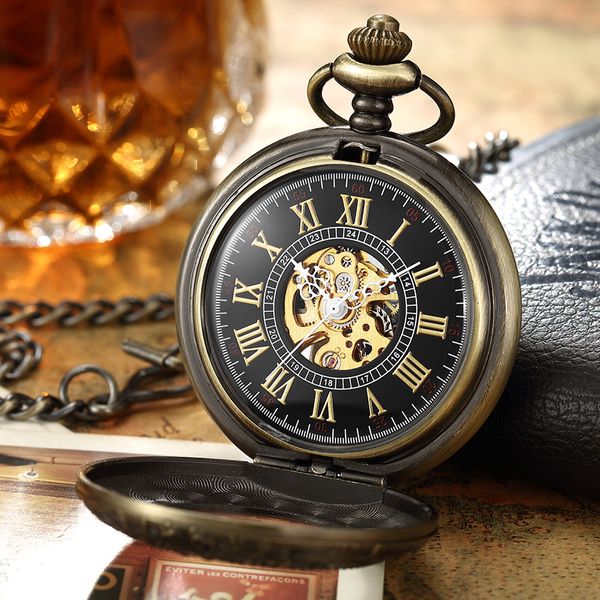 Relojes de bolsillo Reloj de bolsillo para mujer hombre colgante grabado mecánico antiguo esfera romana collar reloj cuarzo Steampunk relojes de bolsillo 230830