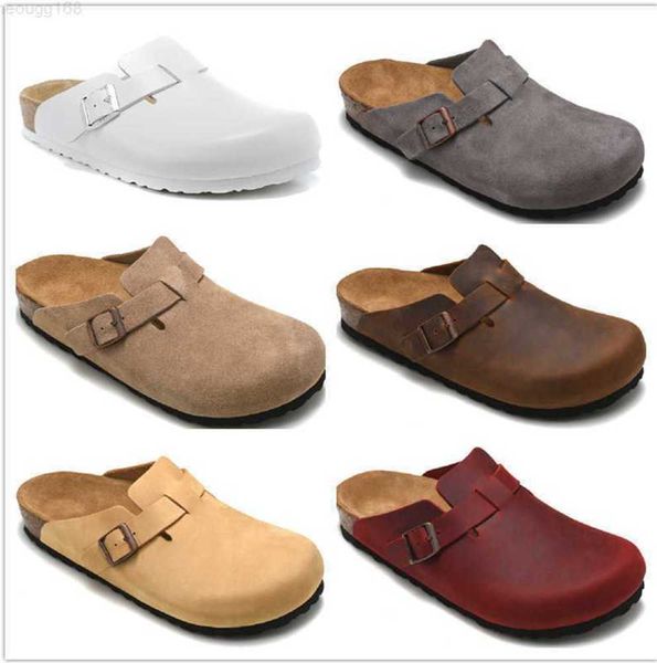 Pantofole Nuovo arrivo designer Boston Pantofole piatte in sughero estivo Disegni di moda in pelle Sandali da spiaggia preferiti Scarpe casual Zoccoli 659ess