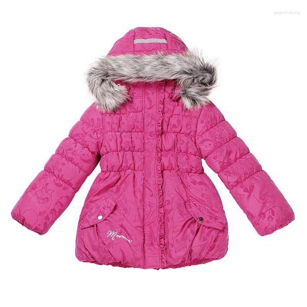 Piumino invernale da bambina 3-6 anni Tuta da sci da ragazzo Bambini Sport Cappotti caldi Cotone poliestere Top Collo in pelliccia morbida Con cappuccio Muumi Rosa