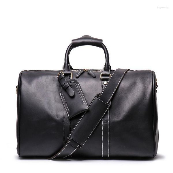 Duffel Taschen Casual Echtes Leder Reisetasche Große Kapazität Männer Hand Gepäck Duffle Wochenende Tote Männliche Echte Schulter