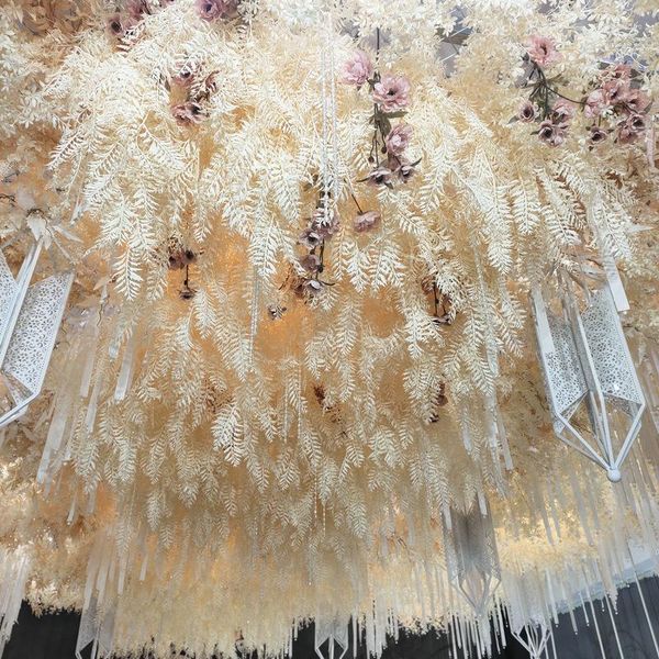 Flores decorativas 100cm artificial grama pendurado decoração de casamento palco pano de fundo festa decoração de casa plástico enevoado flor falsa
