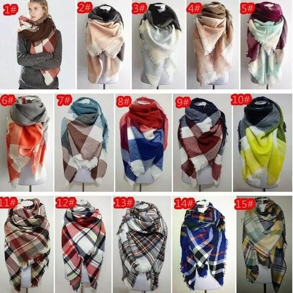 Frauen Plaid Schals Gitter Quaste Wrap Übergroßen Karierten Schal Tartan Kaschmir Schal Winter Halstuch Gitter Decken