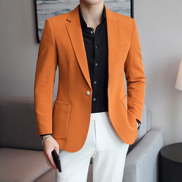 Herrenanzüge Blazer Ankunft Frühling Orange Blazer für Männer Slim Fit Bräutigam Hochzeitsanzug Jacke Klassisch 5XL Plus Size Herren Freizeitanzug Jacke 230829