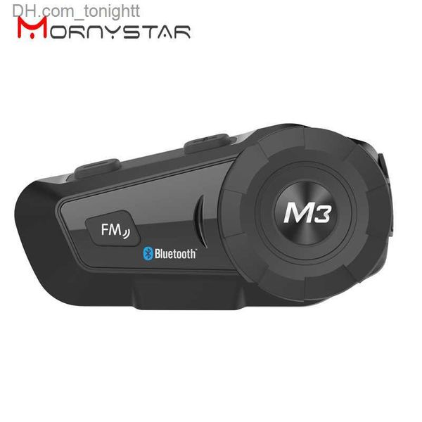 Mornystar m3 plus interfone capacete da motocicleta fone de ouvido à prova dwireless água sem fio bluetooth bt interfone rádio fm música estéreo q230830