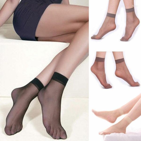 Frauen Socken 10 stücke 5 Paar Sommer Weibliche Kurze Haut frauen Dünne Kristall Transparent Mädchen Knöchel Seide Glatte Nicht-slip Geeignet